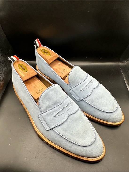 Thom Browne Light Blue Suede Penny Loafers US11 main image 8